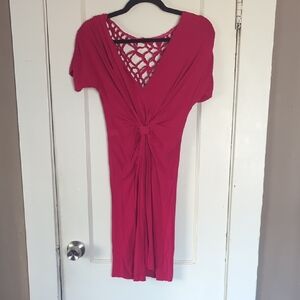 Free People Hot Pink Knot-Front Tee